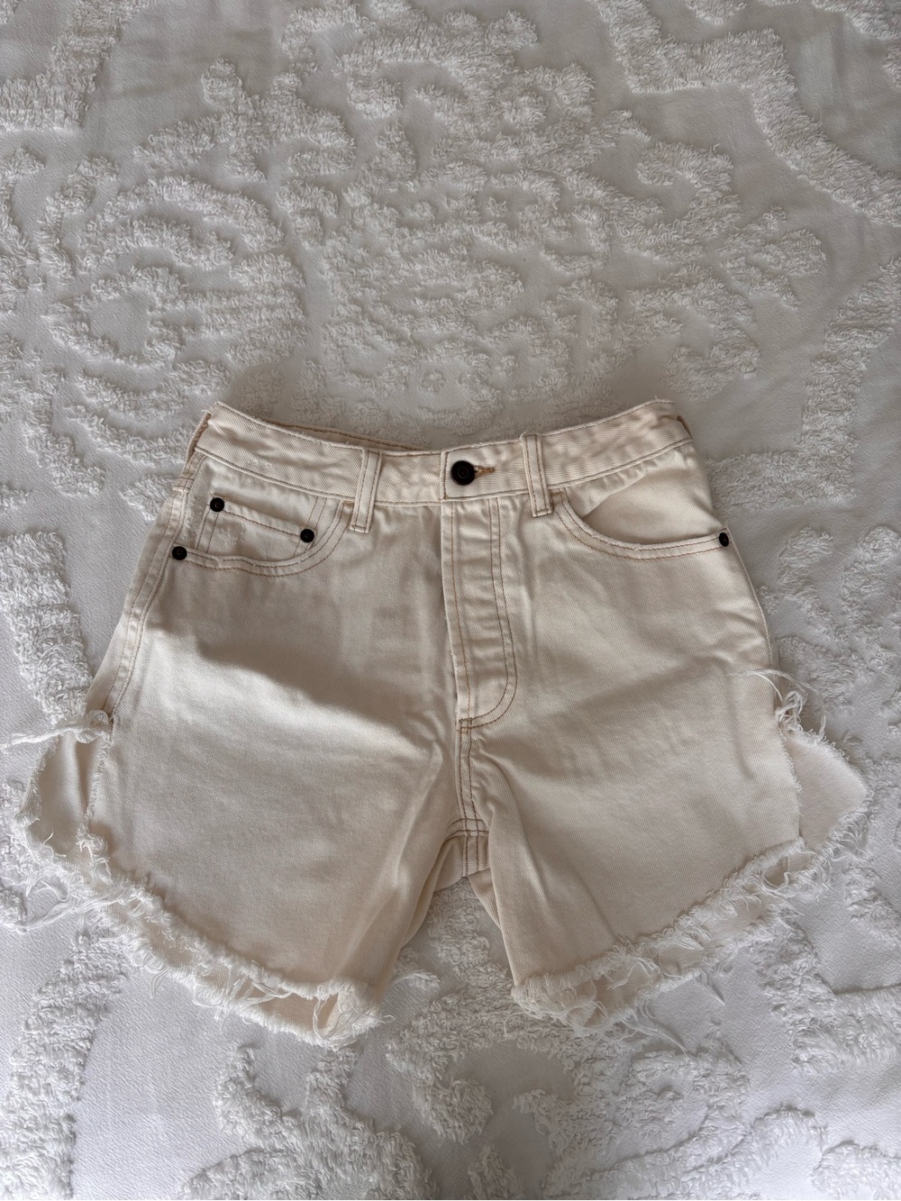 We The Free Cream High-Rise Denim Shorts
